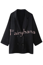 Fashionable Wrinkled Lapel Long-sleeved Loose Blazer