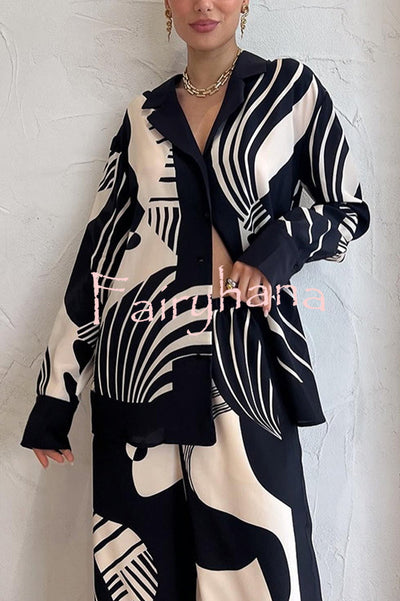 Weekend Escape Exclusive Print Contrast Trims Drape Blouse