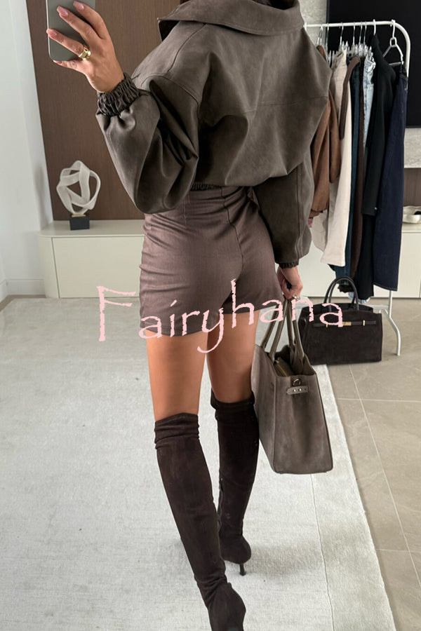 Perfect Match High Rise Zipper Waist Side Slit Skort