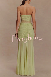 Fashion Lace Splicing Sexy Sleeveless Off-shoulder Slim Maxi Dress
