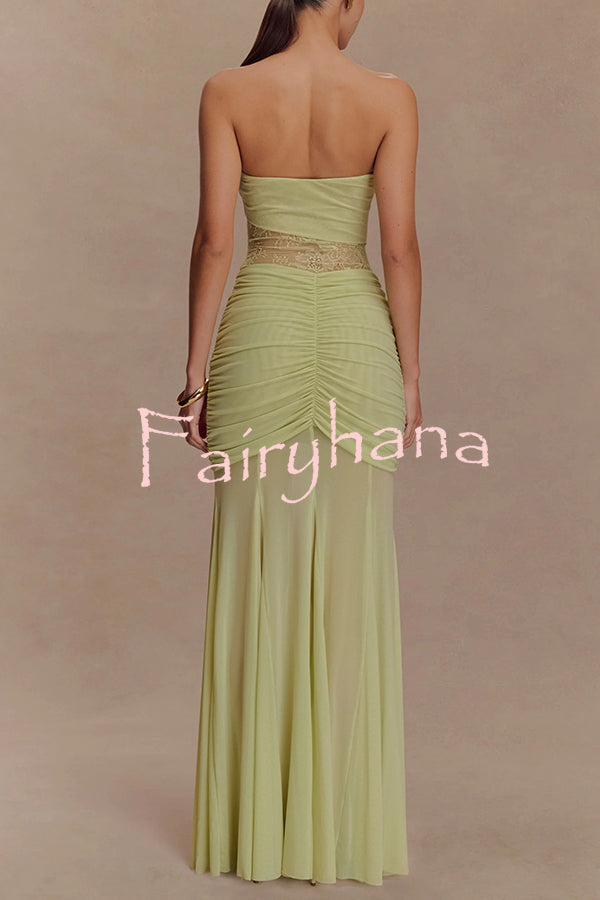 Fashion Lace Splicing Sexy Sleeveless Off-shoulder Slim Maxi Dress