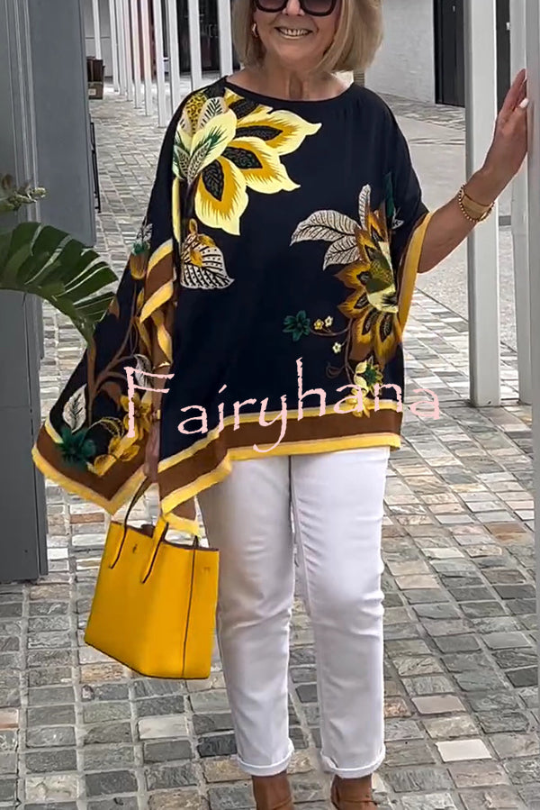 Unique Printed Casual Half Sleeve Loose Top