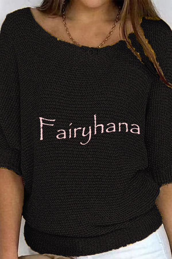 Crew Neck Knitted Half Sleeve Sweater