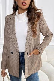 Vintage Houndstooth Lapel Long-sleeved Casual Blazer