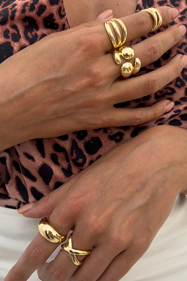 Geometric Cross Open Ring