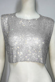 Sexy Metallic Rhinestone Backless Chain Vest