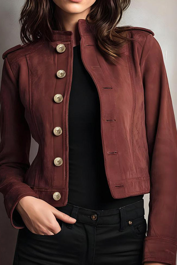 Fashionable Suede Retro Long-sleeved Short Jacket