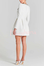 Endless Celebration Velvet Jewel Embellished Trim Long Sleeve Pocketed Mini Dress