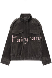 Fashionable Suede Loose Pocket Leather Jacket