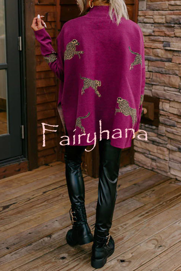 Cozy and Kind Leopard Slit Relaxed Sweatshirt