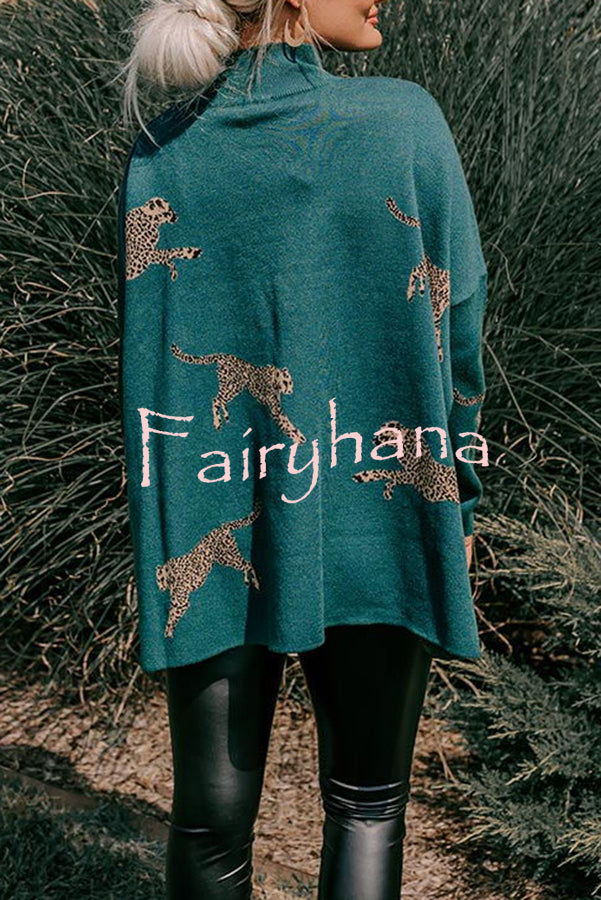 Cozy and Kind Leopard Slit Relaxed Sweatshirt
