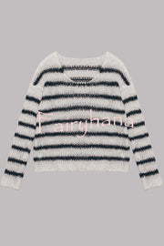 Time for Warmer Layers Fluffy Stripes Relaxed Knit Sweater