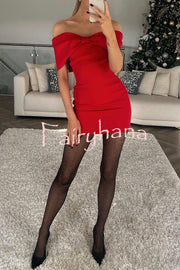 Love is a gift Off Shoulder Bow Mini Dress