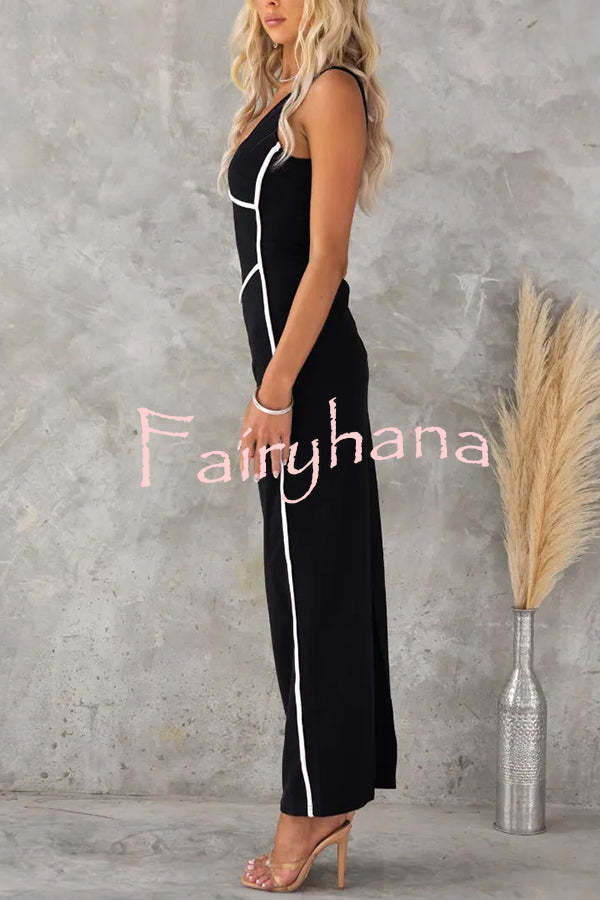 In The Heads Turn Line Trim Bodycon Stretch Maxi Dress