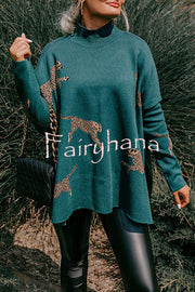 Cozy and Kind Leopard Slit Relaxed Sweatshirt