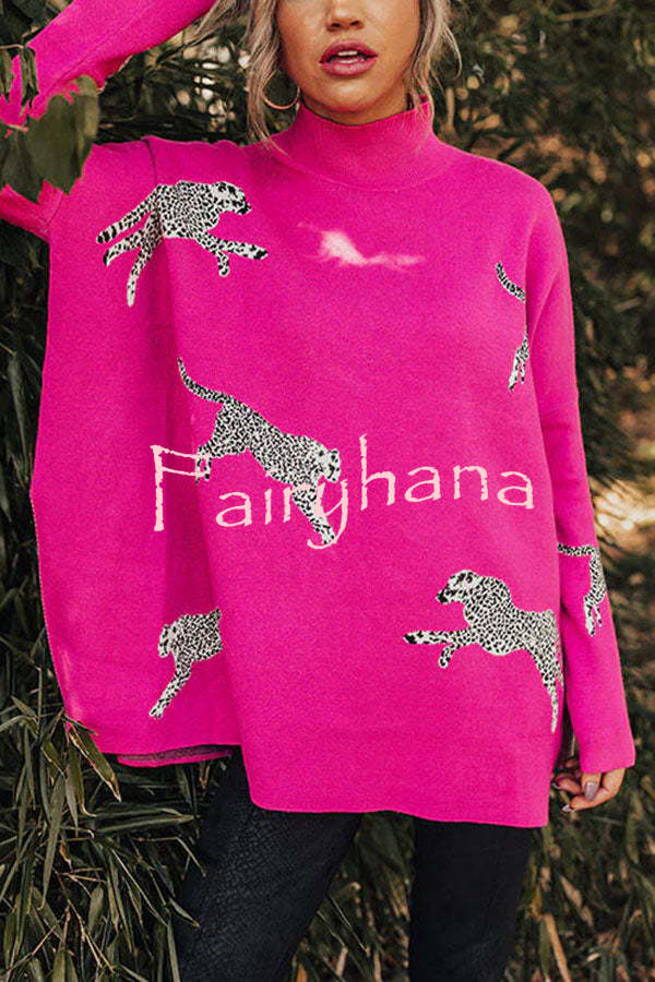 Cozy and Kind Leopard Slit Relaxed Sweatshirt